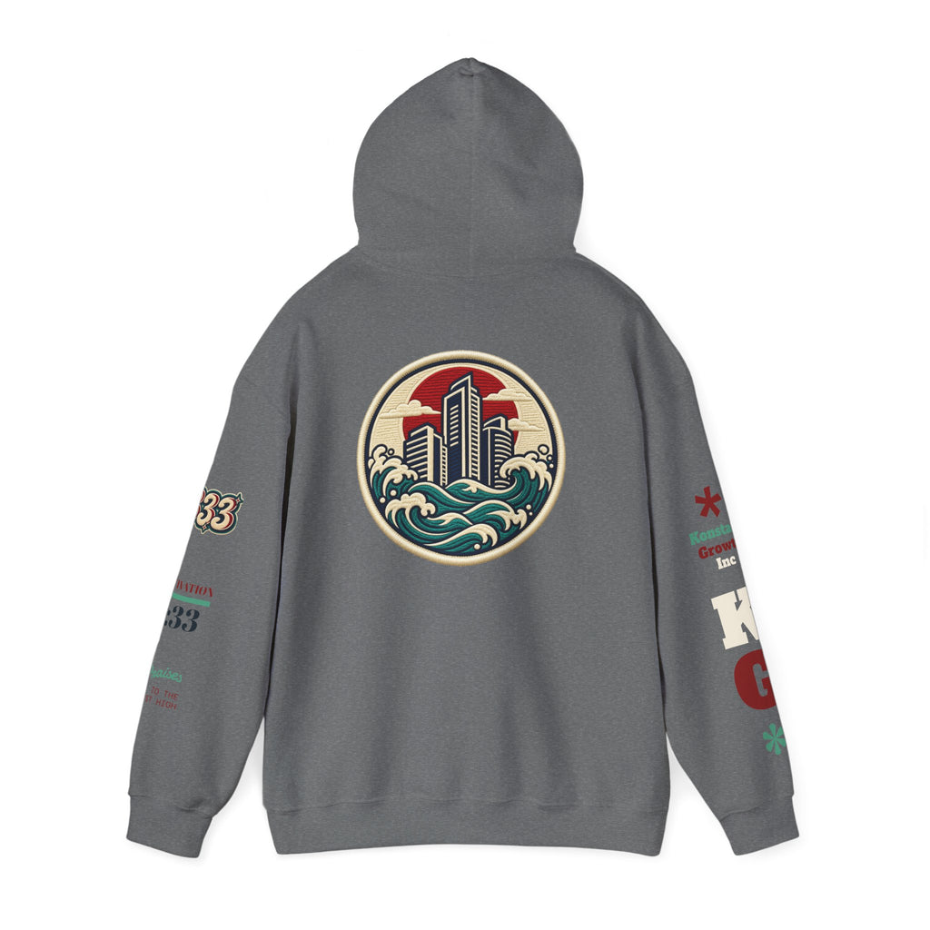 Build Cityscape Hoodie — Vintage Surf-Inspired 'BUILD' Graphic Pullover