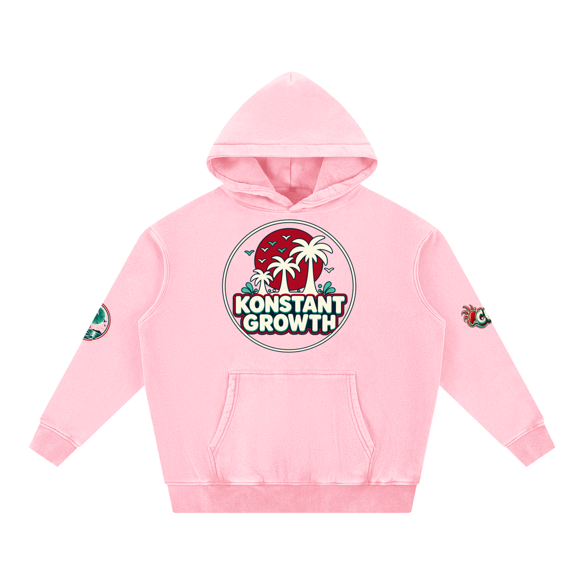 Konstant Growth Vintage — Classic Palm Emblem Snow-Wash Hoodie ODMPOD