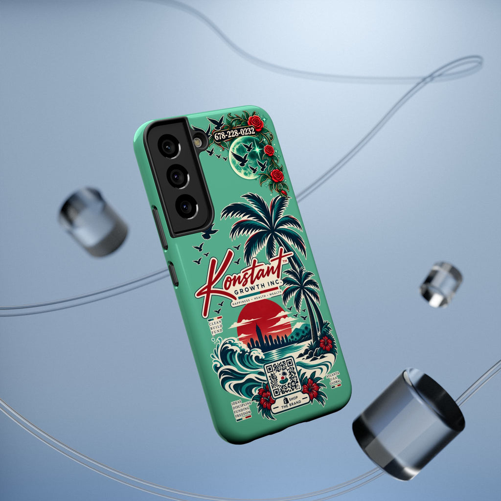 Tropical Palm Impact Phone Case — "Konstant Growth Inc." Retro Sunset Floral Design