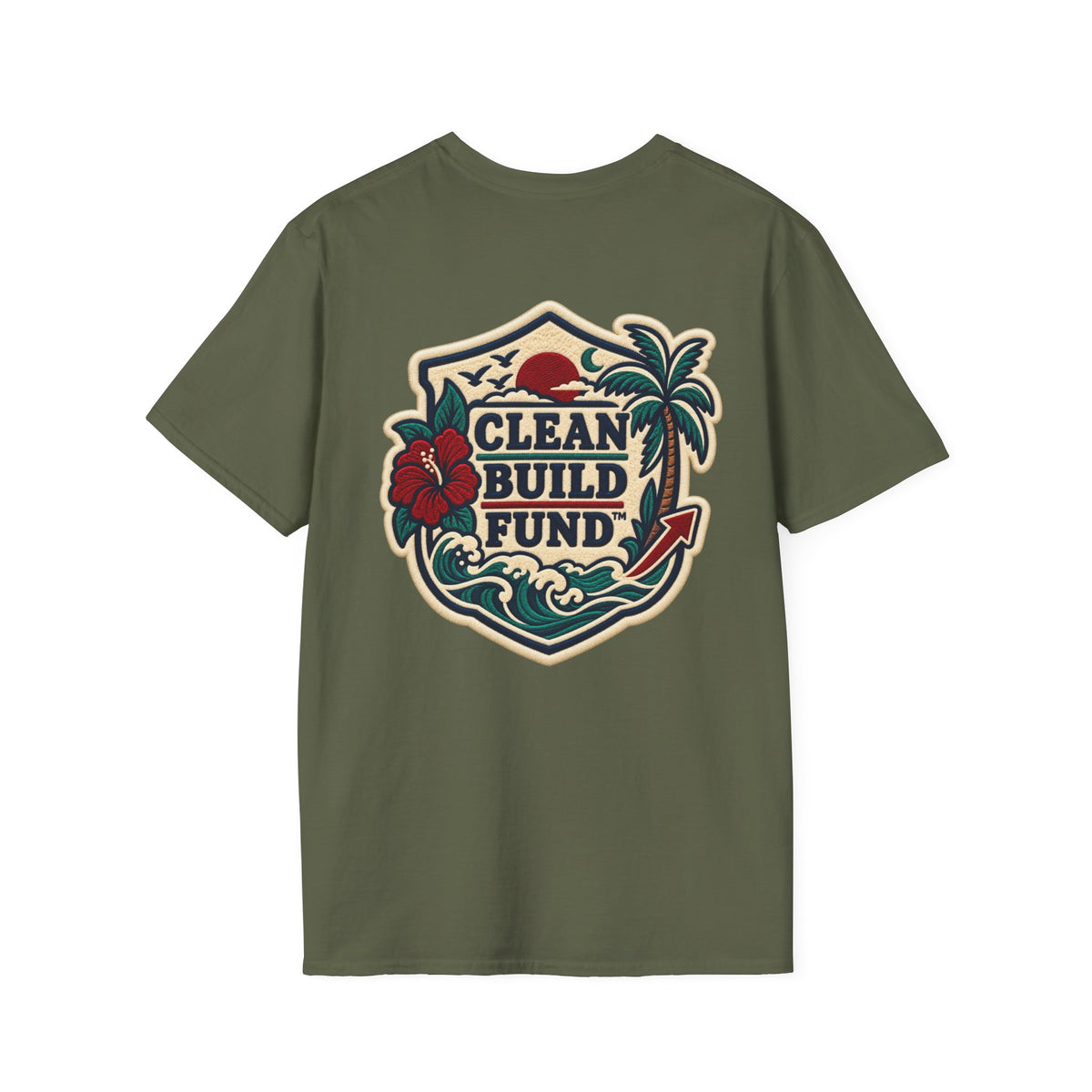 Funding Surf Crest T-Shirt — "Clean Build Fund" Retro Beach Graphic Tee