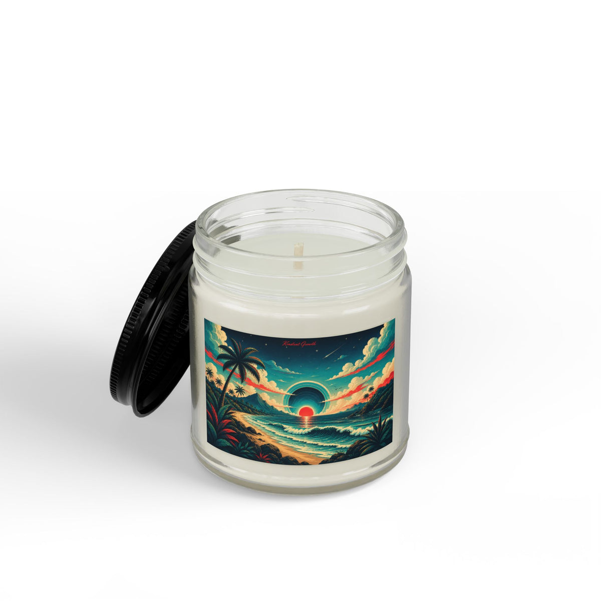 Tropical Sunset Beach Candle | Soy Jar Candle with Black Lid