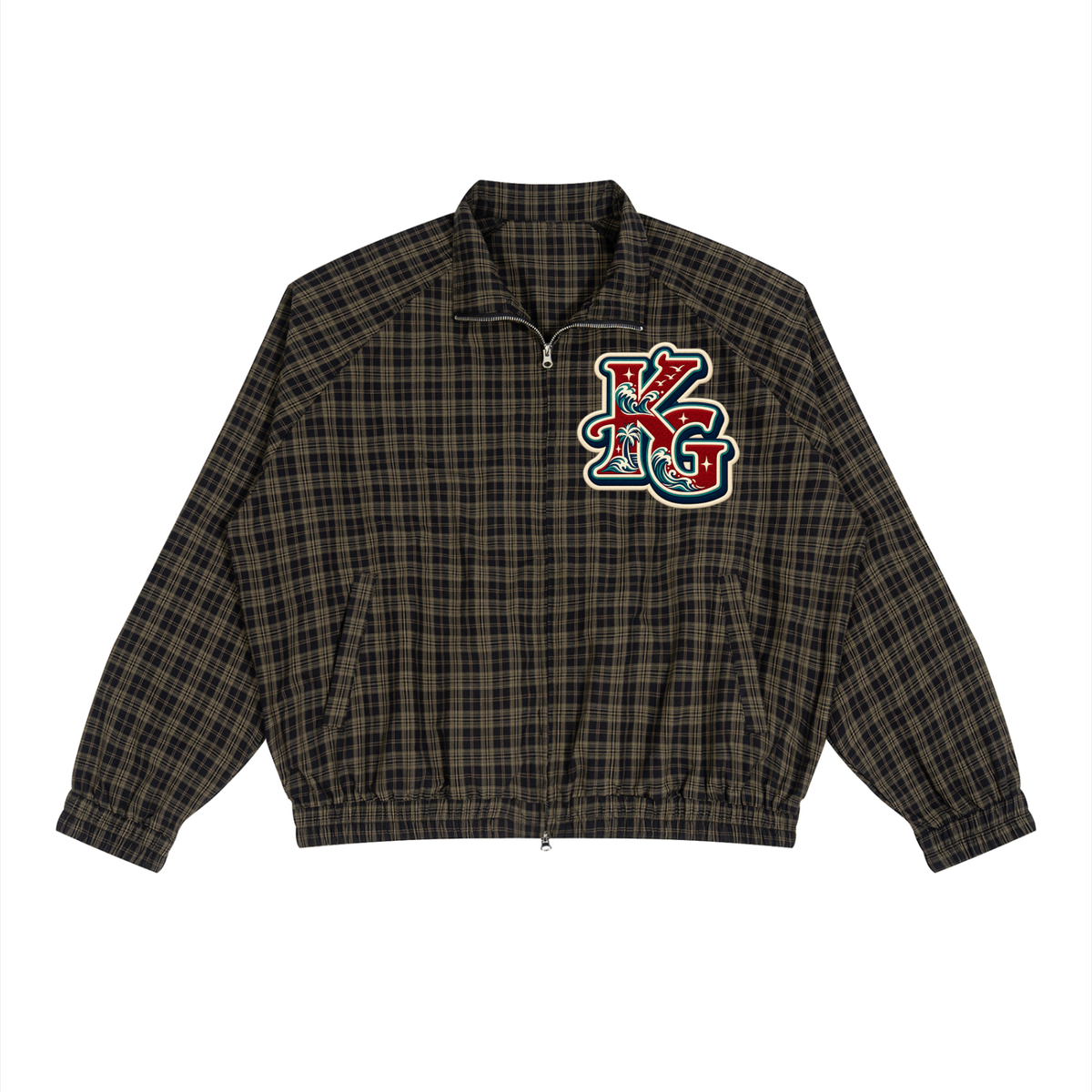 Unisex Plaid Full-Zip Track Jacket ODMPOD