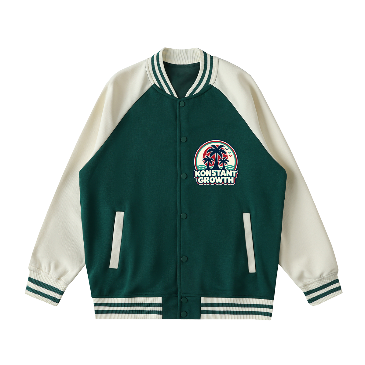 Konstant Growth Vintage — Two Tone Raglan Sleeve Varsity Jacket ODMPOD