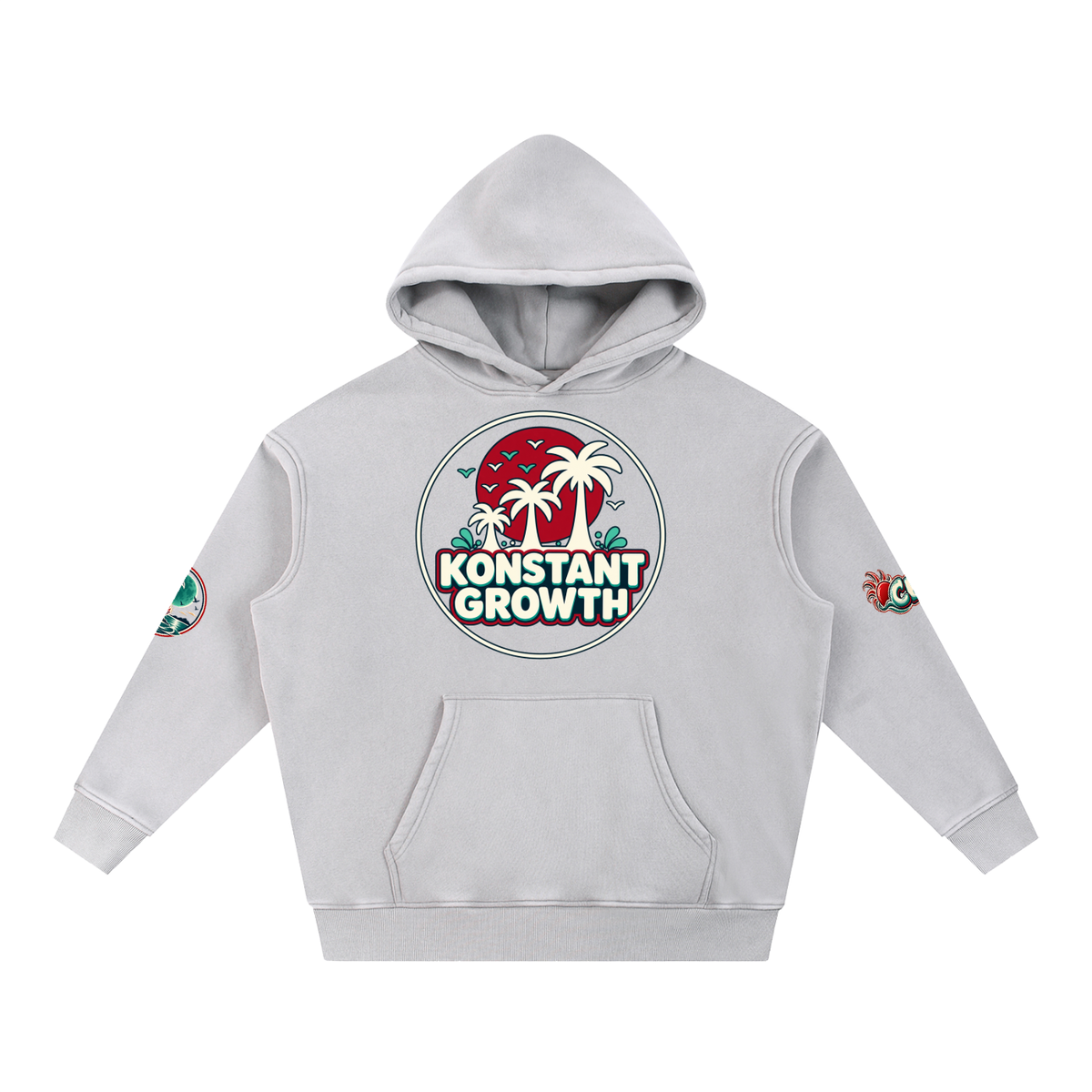 Konstant Growth Vintage — Classic Palm Emblem Snow-Wash Hoodie ODMPOD