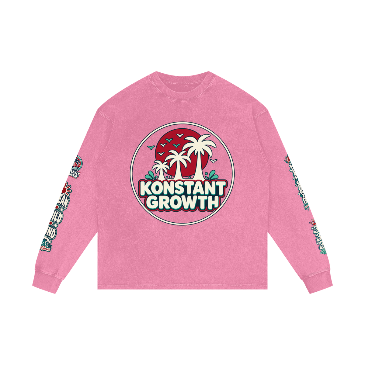 Konstant Growth Vintage — Alkaline Watermelon Acid-Wash Long-Sleeve Tee ODMPOD