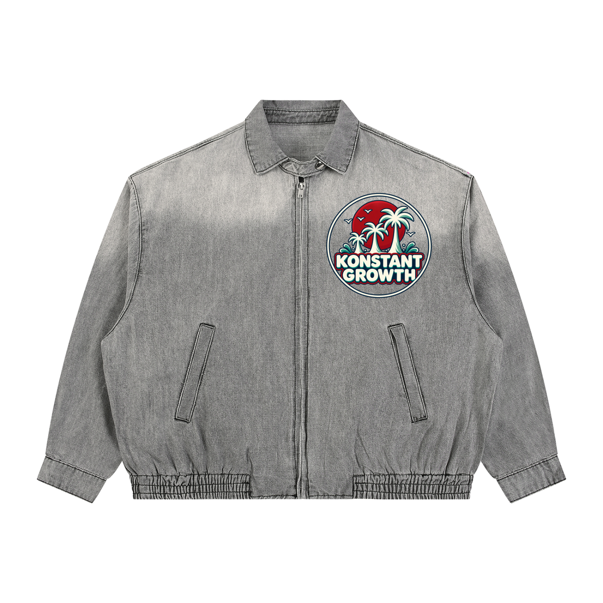 Unisex Vintage Wash Full-Zip Denim Jacket ODMPOD