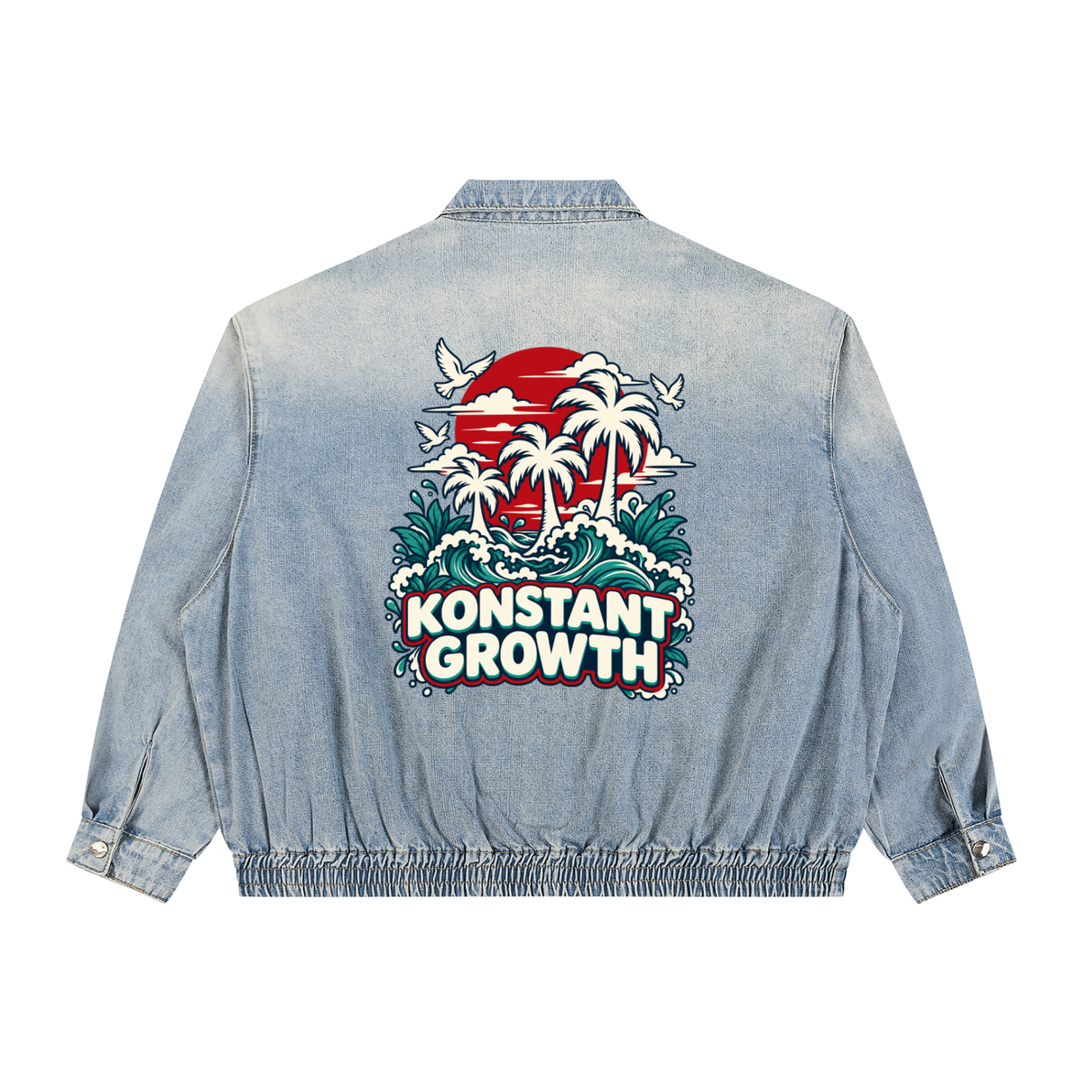 Unisex Vintage Wash Full-Zip Denim Jacket ODMPOD