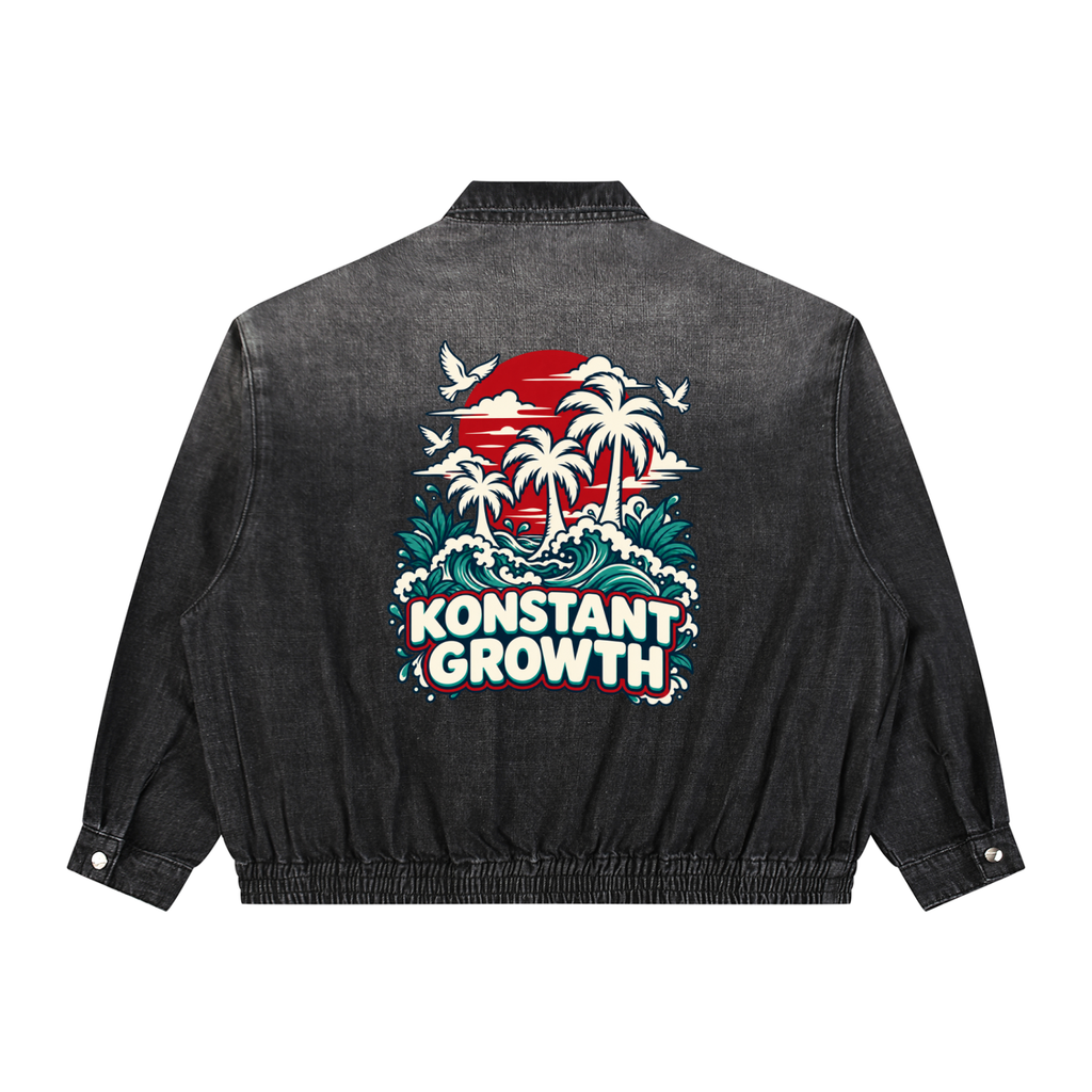 Unisex Vintage Wash Full-Zip Denim Jacket ODMPOD