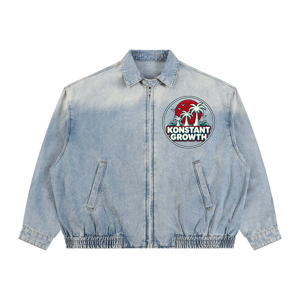 Unisex Vintage Wash Full-Zip Denim Jacket ODMPOD